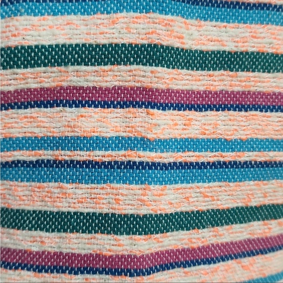 Zara Multicolor Textured Weave Jacket Striped Boho Large Blazer - Picture 10 of 12